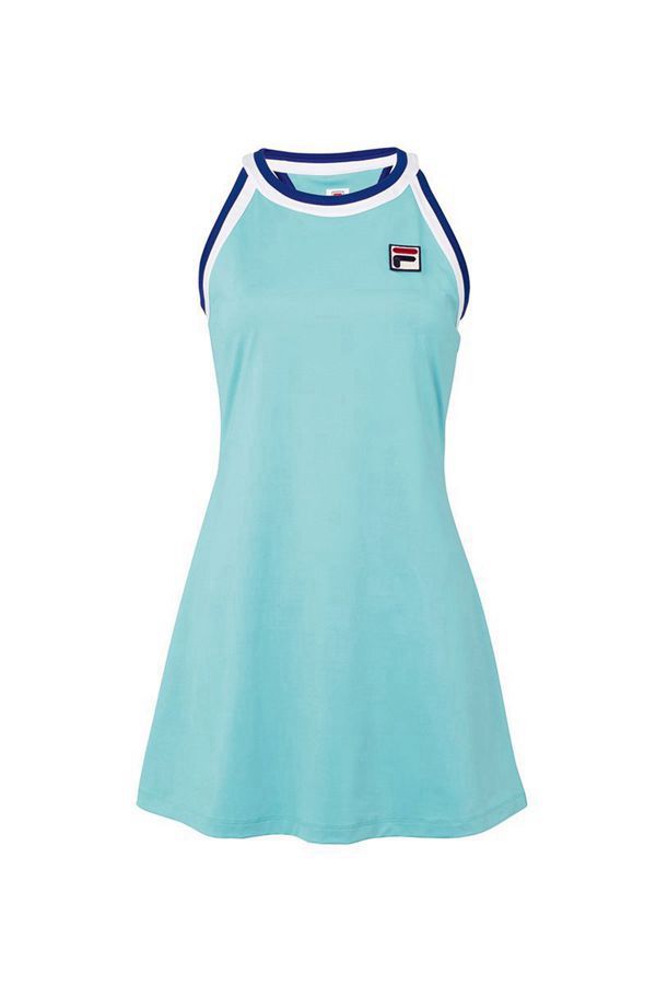 Vestidos Fila Mulher Azuis/Branco - Fila Acqua Sole Halter Loja Online Portugal,YLDU-71403